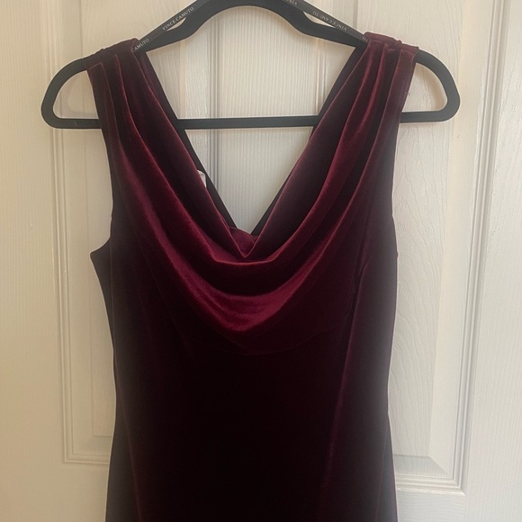 Velvet Wine Drape Neck Gown - Picture 4 of 4
